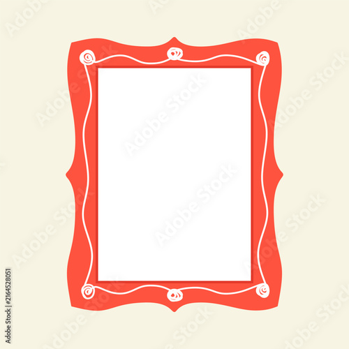 Colorful frame with decorative edge and wavy line in doodle style. Hand-drawn ornamental vertical border invitations, poster, social media template and greeting card. Flat vector illustration