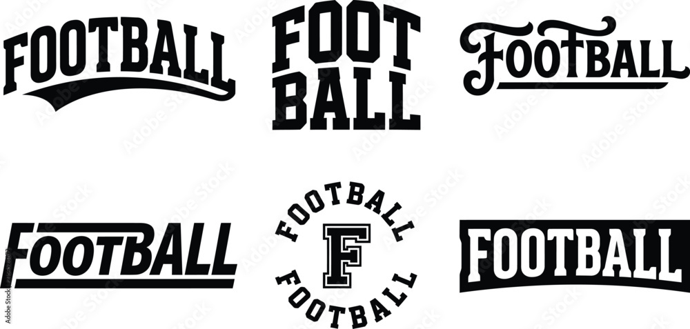 Fototapeta premium Football sports typography set, athletic college team text logo, varsity font and vintage league lettering badges