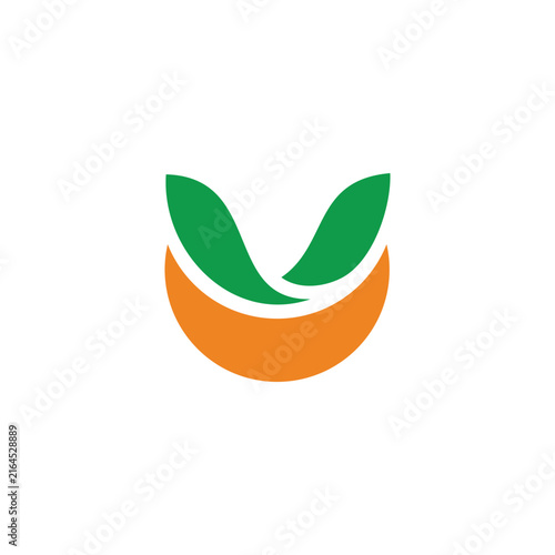 basket vegetables green simple curves logo vector