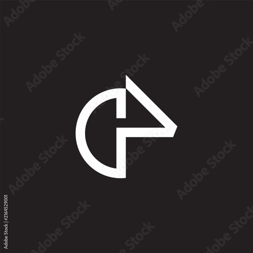 letter cp simple geometric lines logo vector
