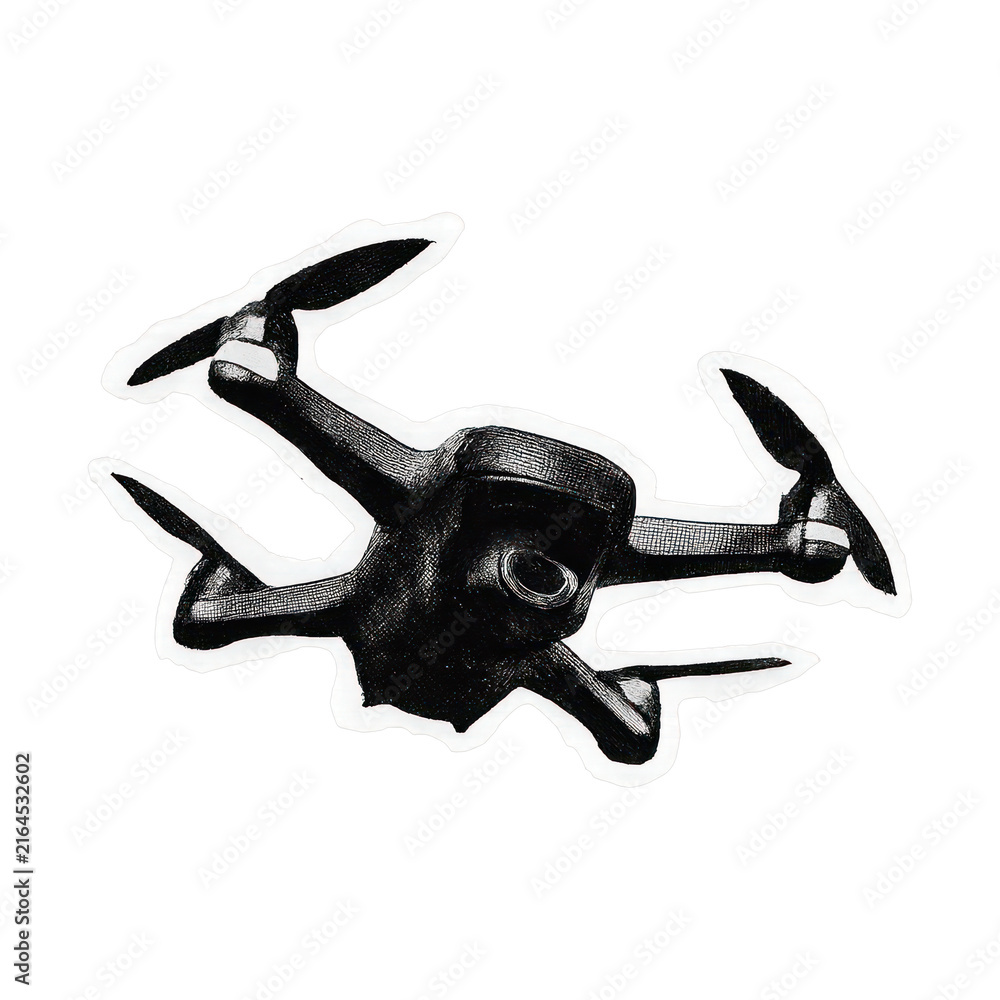 Fototapeta premium PNG Futuristic drone technology illustration.