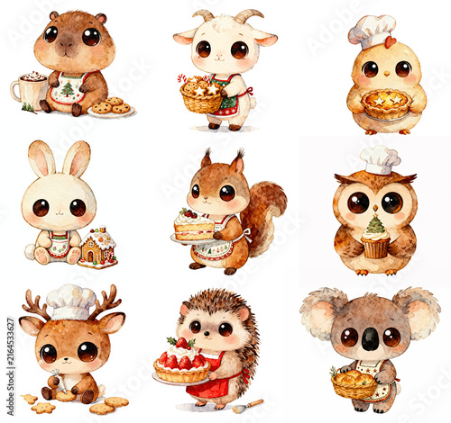 set of funny cartoon animals