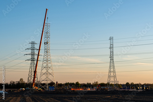 Electrical Infrastructure Development Under Evening Sky