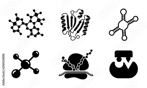 70 Biochemistry Icons Set: Molecular Structures, Proteins, Ribosomes, Enzymes, DNA & RNA for Science and Medical Graphics 100