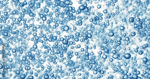 Abstract blue water bubbles background with floating air spheres.