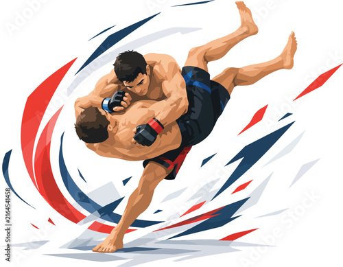 Bild auf Leinwand Two MA fighters grappling in a clinch mixed martial arts