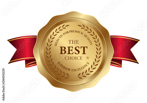 Best choice golden seal with red ribbon, premium badge