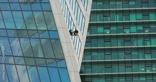 Professional Window cleaners at work.