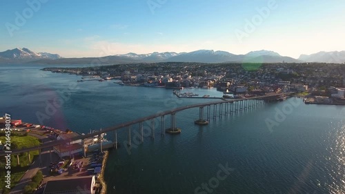 Tromso, Norway aerial footage. Tromso is considered the northernmost city in the world with a population above 50000.