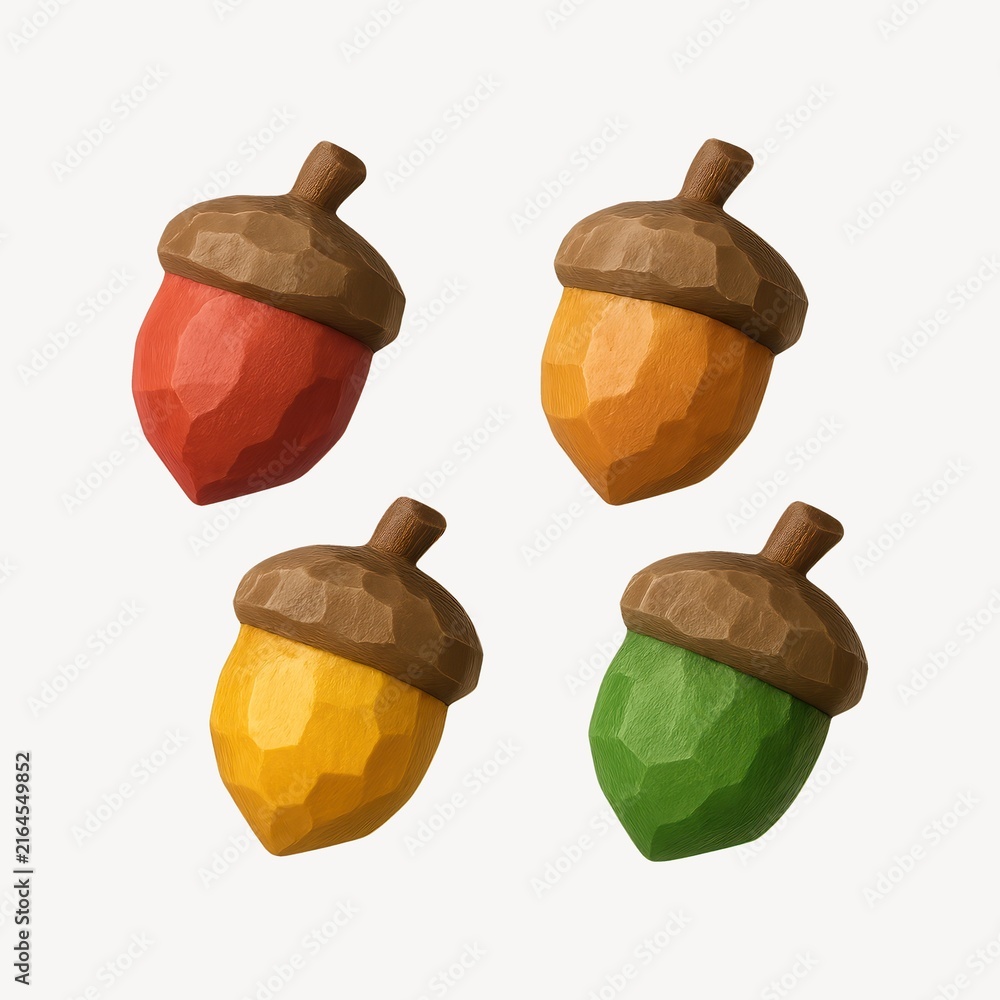 Fototapeta premium Colorful polygonal acorn illustration.