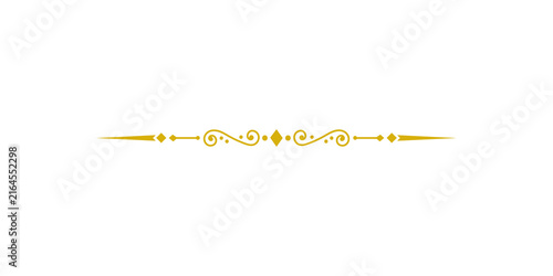 Elegant gold vintage decorative divider isolated on transparent background