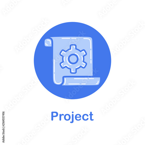 Project management icon vector. Implementation sign, blank checklist with gear symbol. Task management settings and Process configuration concept. Graphic element for business. Vector illustration