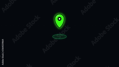 Glowing Green Location Pin Marker Animated Icon
