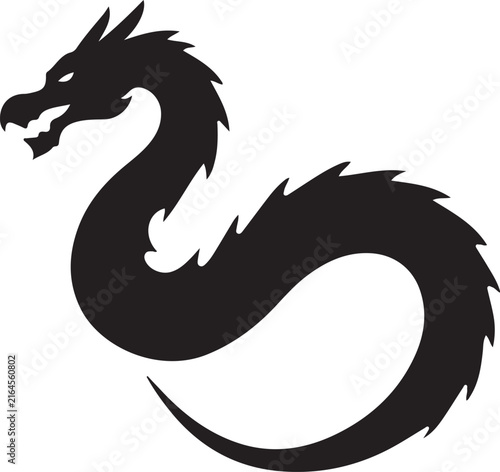A black silhouette of a dragon