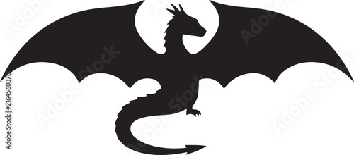 A black silhouette of a dragon