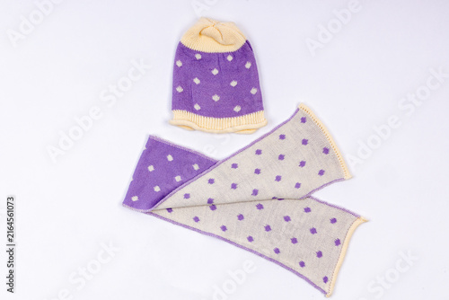 Knitted Winter Hat and Scarf Set, Isolated on White Background for Fashion and Retail Marketing