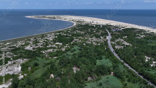 Delaware Bay and Atlantic Ocean at Cape Henlopen landscape coastal drone view