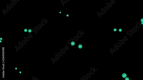 Floating Green Check Mark Icons on Black Background