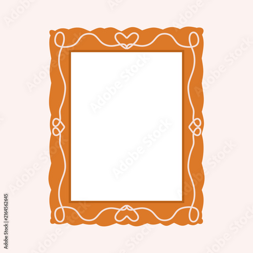 Trendy vertical frame in doodle style with Hand-drawn wave line and heart. Abstract modern decorative border for social media post, picture, card and invitation.Graphic design element isolated. Vector