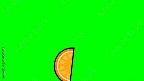 Animated Orange Slice Loading Graphic with Green Screen Background