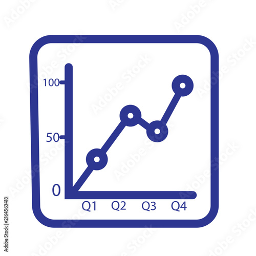 Quarterly performance line chart icon with q1 q2 q3 q4 timeline vector illustration for business quarterly profit statistics data analysis design