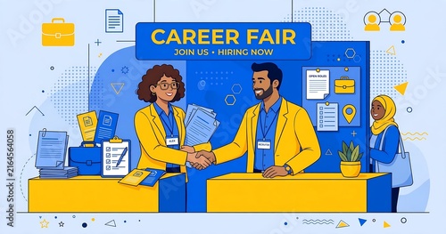 Career Fair Professional Recruitment Illustration