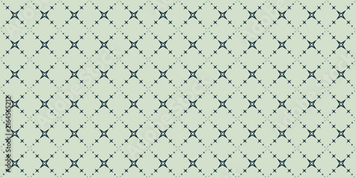 Seamless geometric pattern with rhombus and shining stars in green. Abstract repeating texture, sparkle elements for wrapping paper, textile, fabric, cover design, wallpaper and background. Vector