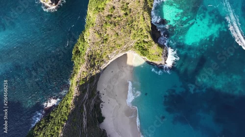 Turquoise Ocean and Iconic Kelingking Cliff from Above, Nusa Penida.