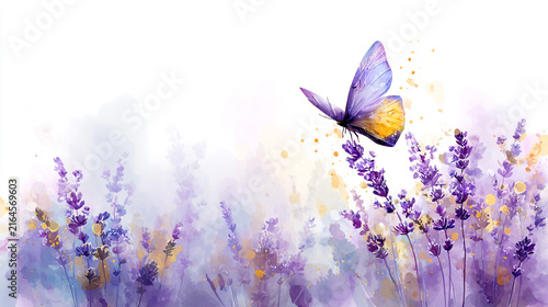 watercolor botanical butterfly and Carnation flowers texture template background. Design for wedding, vip cover, poster, rsvp moderncard.Valentine's Day