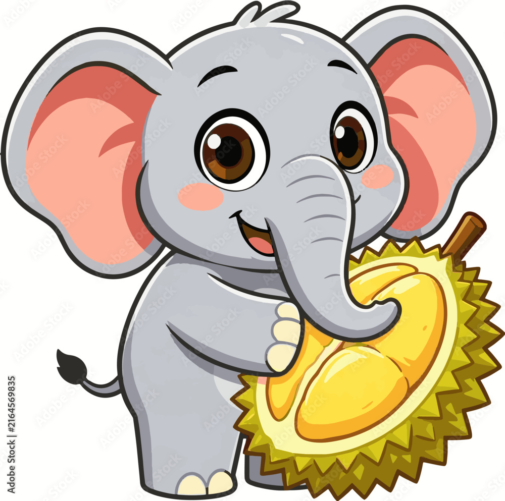 Obraz premium Elephant Character Funny Cute Draw Vector Icon Animation Full Colors Imagine Cartoon Sketch