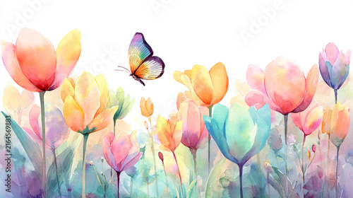 watercolor botanical butterfly and Carnation flowers texture template background. Design for wedding, vip cover, poster, rsvp moderncard.Valentine's Day