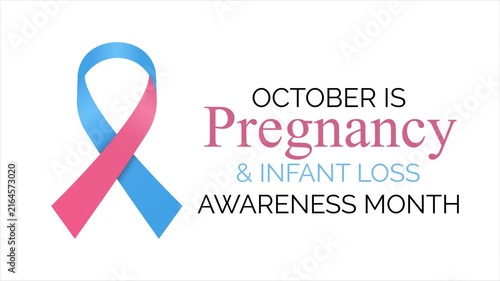 Pregnancy and Infant Loss Awareness Month animation with a blue and pink awareness ribbon, representing remembrance, compassion, hope, and solidarity.