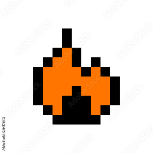 Pixel Art Fire Flame Icon Retro Pixelated Vector, Pixelated Fire icon, Icon for retro games, 8-bit, Vector illustration, Pixel art.