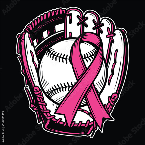 Strike Out Breast Cancer Baseball Awareness T-shirt Design