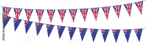 Garlands with pennants from United Kingdom and Australia