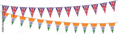 Garlands with pennants from United Kingdom and India