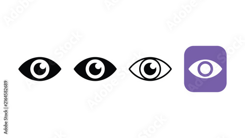 Bild auf Leinwand Set of eye icons showing various styles of ocular symbols for web and mobile use