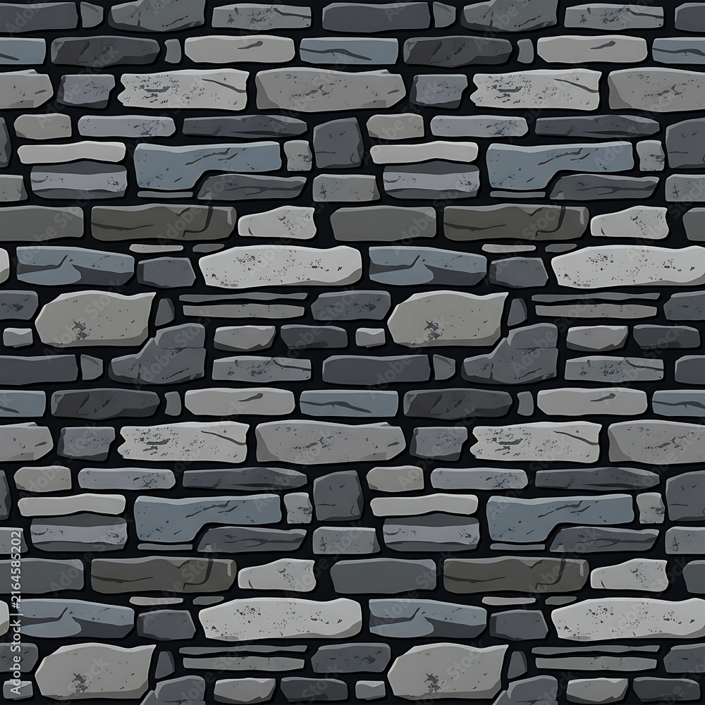 Dark Grey Stone Wall Texture Seamless Vector Pattern