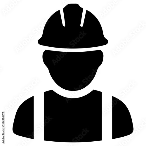 Worker with Safety Helmet Glyph Icon