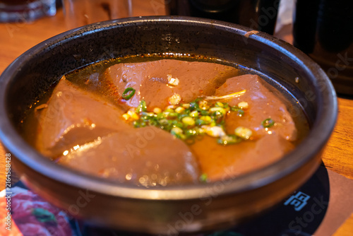 Принти на полотні A plate of Taiwanese duck blood tofu is arranged neatly for a hotpot meal