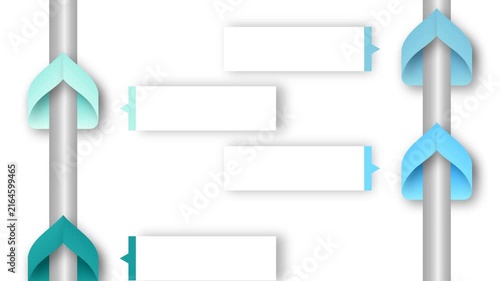 Vertical Process Flow Infographic Animation, Direction Arrows and Step Labels for Business Workflow Timeline, Minimal 4K