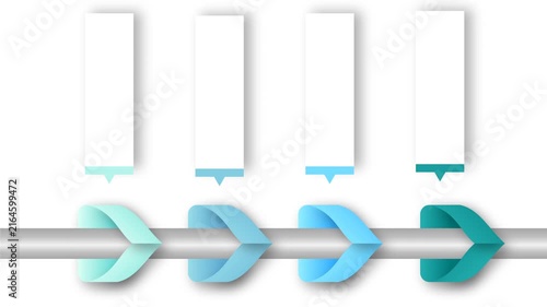 Process Flow Arrow Infographic Animation, Four Step Business Workflow Timeline with Horizontal Arrows, Minimal 4K