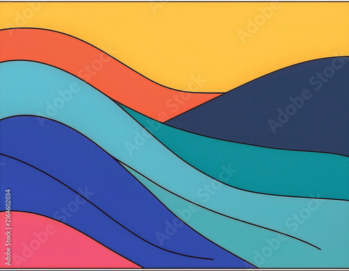Multicolor Abstract Wavy Background Template with Fluid Gradient Flow