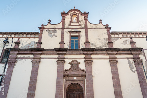 Facade of the Church of Carmine in the historic center of Bosa, Sardinia, Italy.