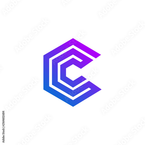 tech polygon letter C icon