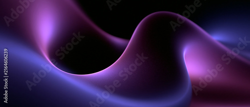 Abstract Flowing Smooth Purple and Blue Waves on Dark Background