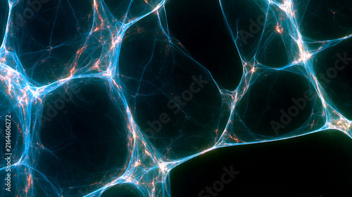 Abstract Glowing Blue Neural Network Connections on Dark Background
