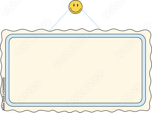 Blank Wavy Sign with Smiley Face Accent