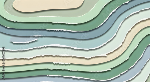 Green and Blue Pastel Layered Paper Cutout Wave Background