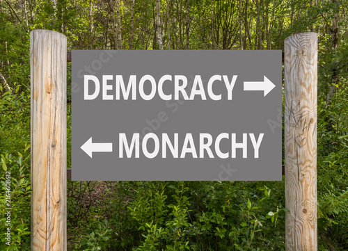 Фотография Democracy or monarchy words symbol